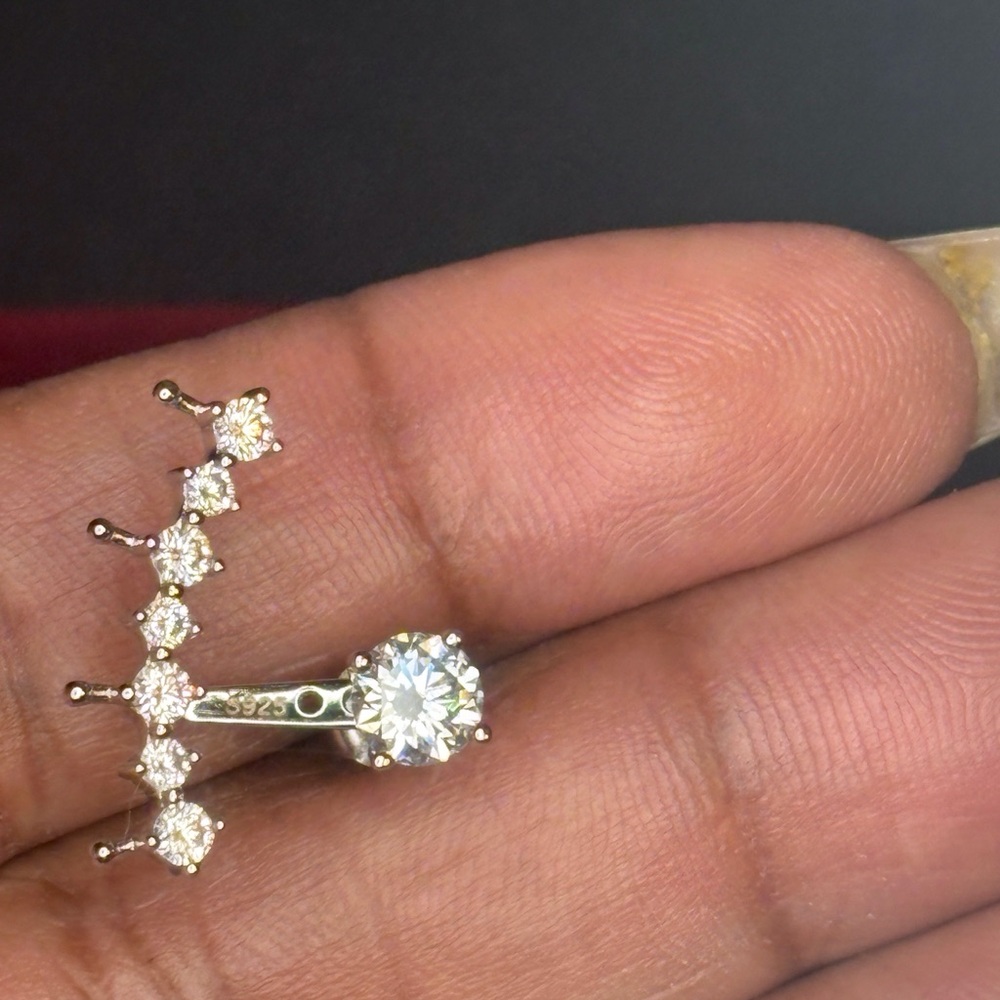 .05 center stone 1Ct total Ear Crawlers earrings s925